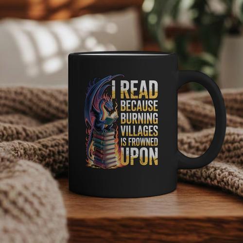 Reading Bookish Dragon Fantasy Graphic Print Coffee Mug - Bookorys AU