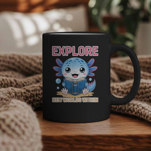 Readsolotl Kawaii Axolotl Book Lover Reading Graphic Print Coffee Mug - Bookorys UK