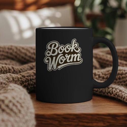 Retro Book Worm Reading For Book Lovers Graphic Print Coffee Mug - Bookorys UK