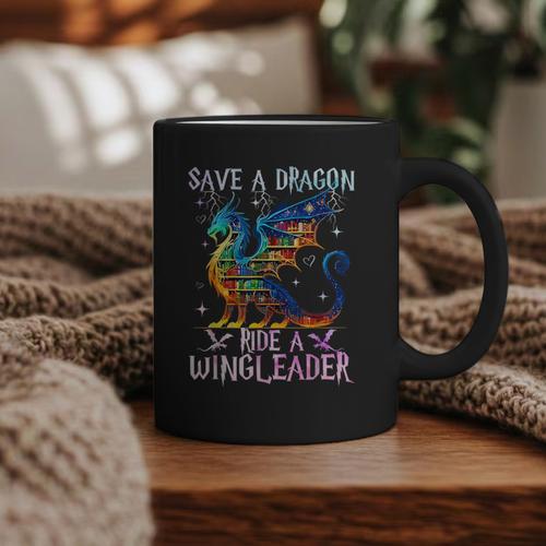 Save A Dragon Ride A Wingleader Books Dragon Lover Cute Graphic Print Coffee Mug - Bookorys