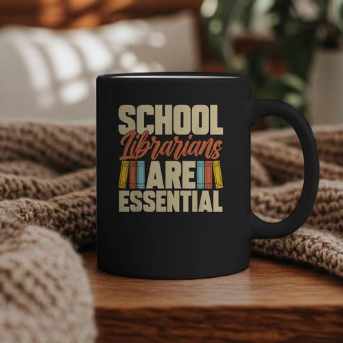 School Librarians Are Essential Library Book Lover Librarian Graphic Print Coffee Mug - Bookorys