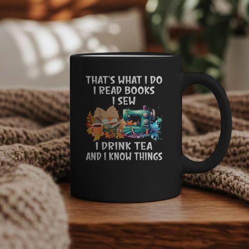 Sewing Reading Books Drinking Tea Sew Sewist Graphic Print Coffee Mug - Bookorys UK