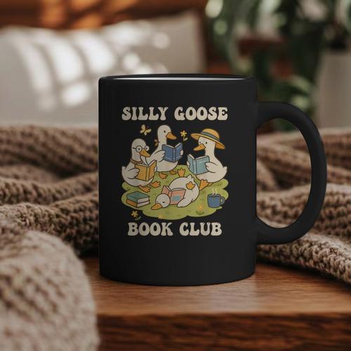 Silly-Goose Book Club Goose And Book Lovers Graphic Print Coffee Mug - Bookorys