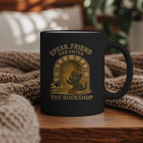 Speak Friend Enter Bookshop Magic Panther Graphic Print Coffee Mug - Bookorys UK