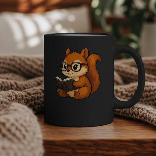 Squirrel Reading Book Lover Graphic Print Coffee Mug - Bookorys