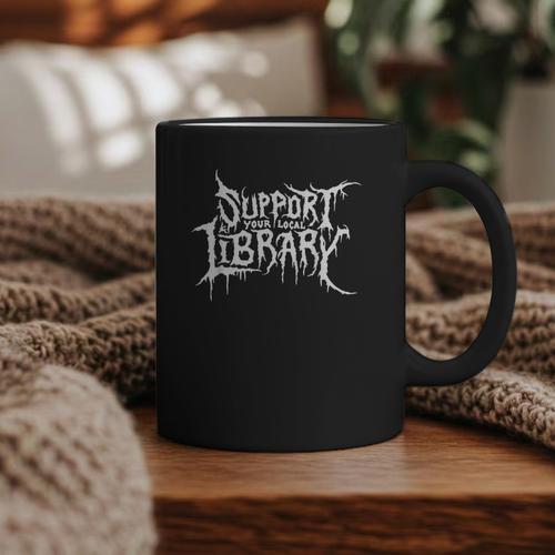 Support Your Local Library Horror Bookworm Graphic Print Coffee Mug - Bookorys AU