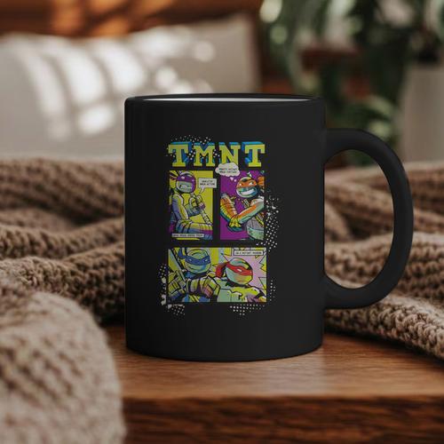 Teenage Mutant Ninja Turtles Retro Neon Comic Book Panels Graphic Print Coffee Mug - Bookorys CA