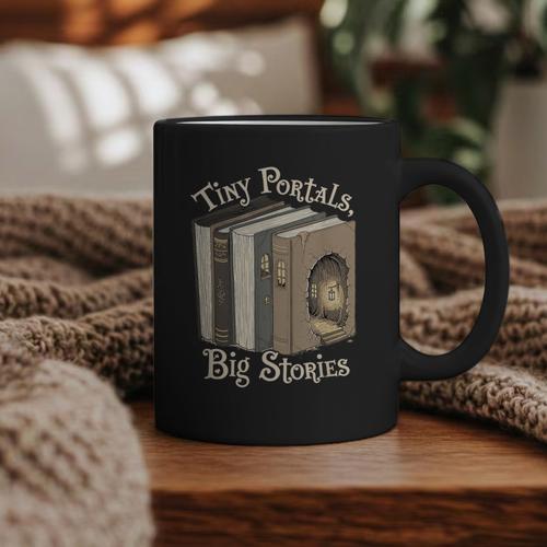 Tiny Portals Big Stories Book Nook Fantasy Gateway Graphic Print Coffee Mug - Bookorys UK
