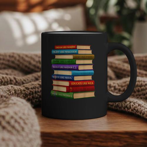 History Month Educated Black Leaders Reading Books Graphic Print Coffee Mug - Bookorys CA