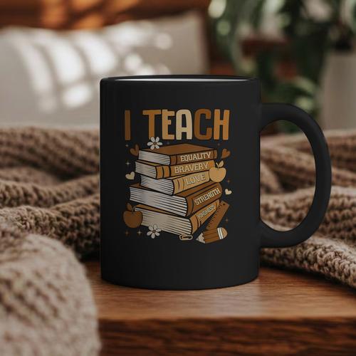 History Month I Teach Melanin Book Black Teacher Graphic Print Coffee Mug - Bookorys UK