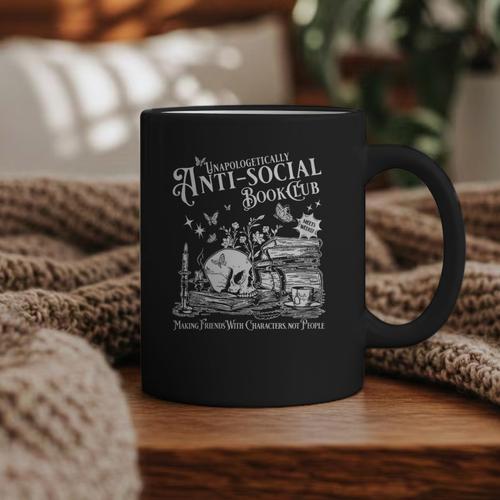 Unapologetically Antisocial Book Club Meets Weekly Retro Graphic Print Coffee Mug - Bookorys UK