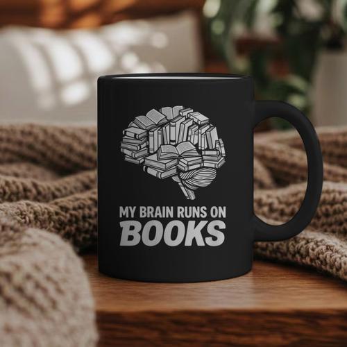 Women's My Brain Runs On Books Reading Bookworm Men Women Graphic Print Coffee Mug - Bookorys UK