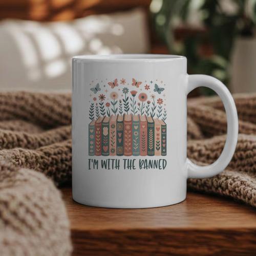 Im With The Banned Book Readers Librarian Read Banned Books Graphic Print Coffee Mug - Bookorys AU