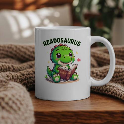Book Lover Reading Dinosaur Readosaurus Library Graphic Print Coffee Mug - Bookorys AU