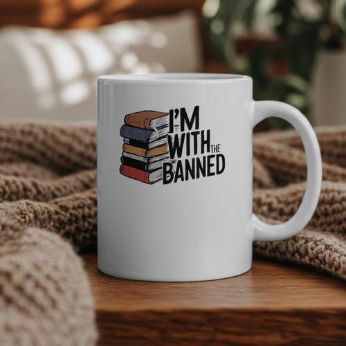 Book Lovers Im With The Banned Books For Reading Librarian Graphic Print Coffee Mug - Bookorys UK