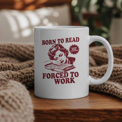 Book Readers Forced To Work Sadness Graphic Print Coffee Mug - Bookorys UK