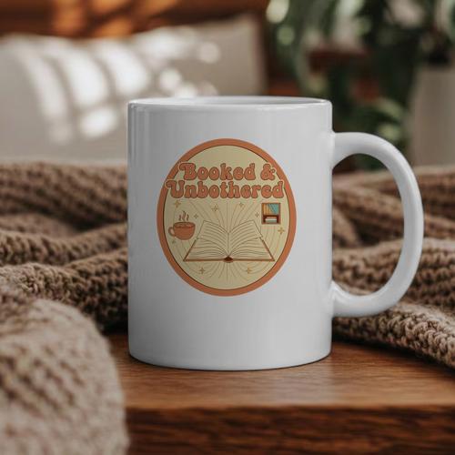 Booked & Unbothered Book Lover Tee Graphic Print Coffee Mug - Bookorys