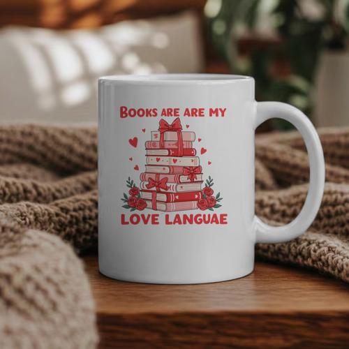 Books Are My Love Language Valentine Book Reading Teacher Graphic Print Coffee Mug - Bookorys