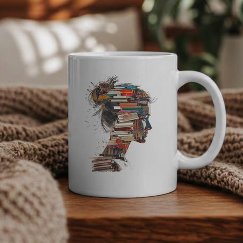 Books Lover Women Art Colorful Drawing Graphic Books Graphic Print Coffee Mug - Bookorys