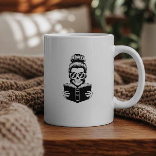 Good Girls Read Bad Books Skeleton Graphic Print Coffee Mug - Bookorys DE