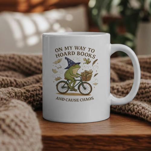 On My Way To Hoard Frog Books And Cause Cottagecore Chaos Graphic Print Coffee Mug - Bookorys UK