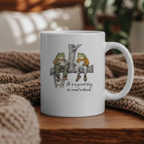 It's A Good Day To Read A Book Frog Toad Graphic Print Coffee Mug - Bookorys