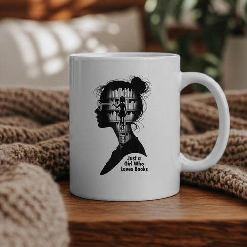Just A Girl Who Loves Books Girls Books Lovers Graphic Print Coffee Mug - Bookorys