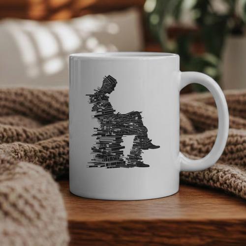 Men Pixel Art Geometric Book Human Drawing Graphic Men Graphic Print Coffee Mug - Bookorys