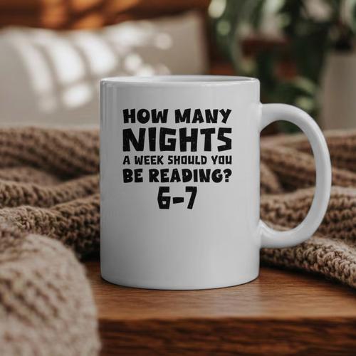 How Many Nights A Week Should You Be Reading 6-7 Book Lover Premium Tri-Blend Graphic Print Coffee Mug - Bookorys