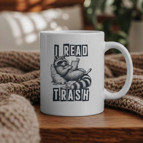 Racoon Reading Spicy Smutty Book Booktok I Read Trashy Books Graphic Print Coffee Mug - Bookorys