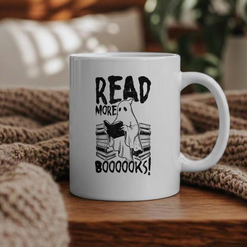 Read More Books Ghost Halloween Reading Teacher Literacy Graphic Print Coffee Mug - Bookorys CA