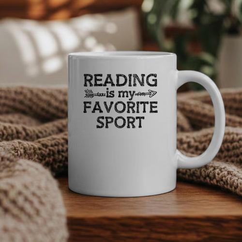 Reading Is My Favorite Sport Bookish Book-Club Bookworm Graphic Print Coffee Mug - Bookorys