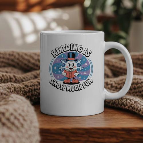 Reading Is Snow Much Fun Snowflake Book Lovers Winter Theme Premium Tri-Blend Graphic Print Coffee Mug - Bookorys