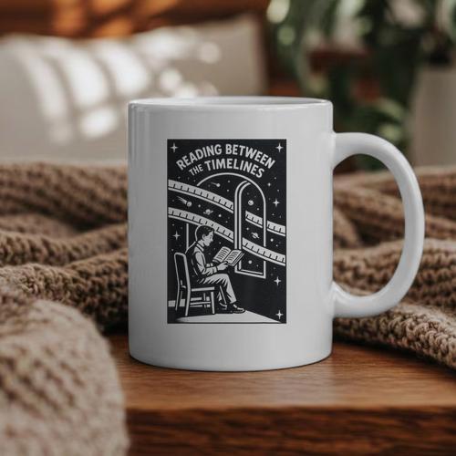 Reading Between The Timelines Time Travel Books Graphic Print Coffee Mug - Bookorys