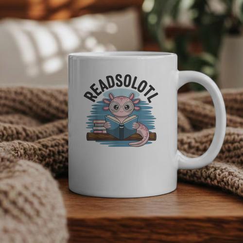 Readsolotl Book Lover Reading Axolotl Kids Reader Graphic Print Coffee Mug - Bookorys
