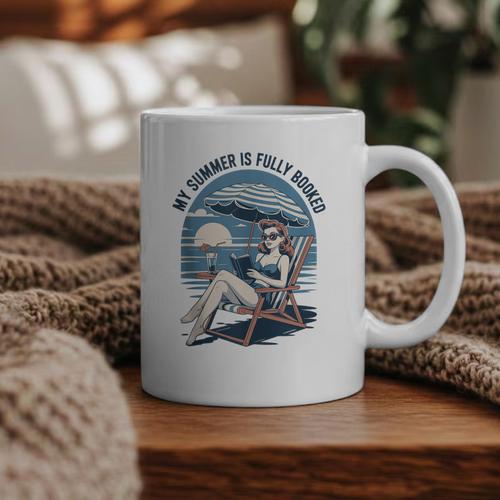 My Summer Is Fully Booked Fun Girls Summer Book Lovers Graphic Print Coffee Mug - Bookorys CA