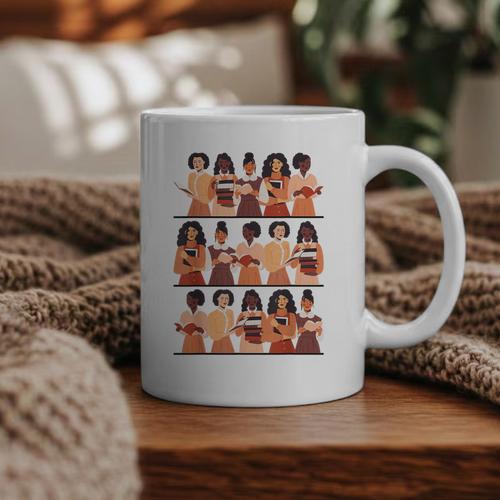 History Month Educated Black Women Girls Reading Books Graphic Print Coffee Mug - Bookorys CA