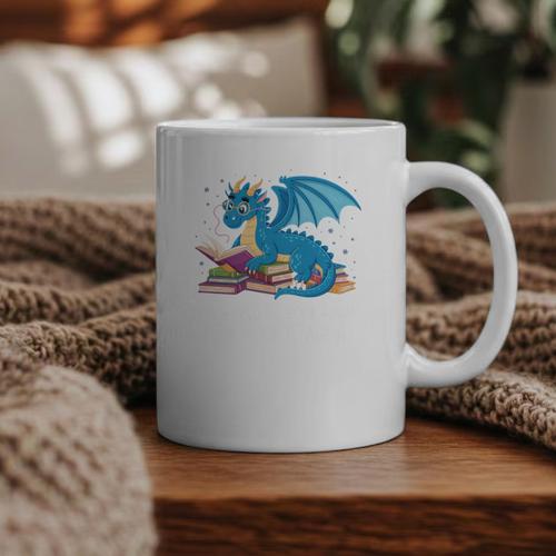 In A World Full Of Bookworms Be A Book Dragon Graphic Print Coffee Mug - Bookorys