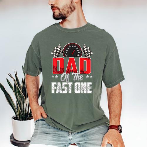 1 Year Old Racing Car Fast One Birthday 1st Family Dad Men's Comfort Colors T-Shirt - Father's Day Fun
