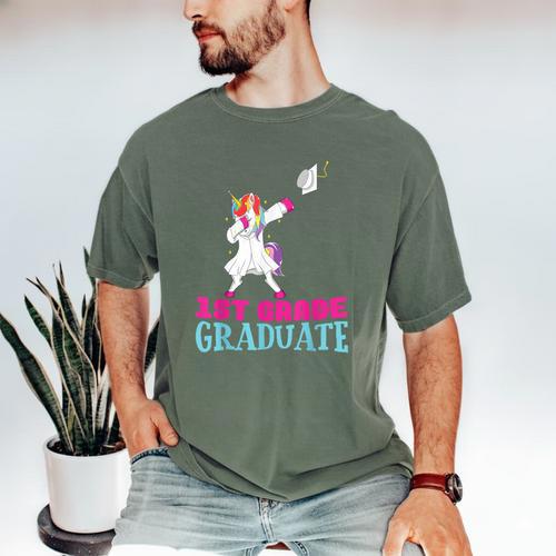 1st Grade Graduation Dabbing Unicorn Lover T-Shirt Kids Men's Comfort Colors T-Shirt - Best Gift Smart
