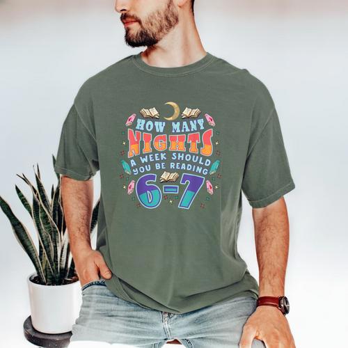 67 Meme Reading How Many Nights Should Read Book Six Seven Men's Comfort Colors T-Shirt - Bookorys