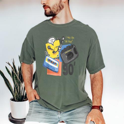 90s Retro Cassette And Walkman Nostalgia Graphic Tee Men's Comfort Colors T-Shirt - Figerry