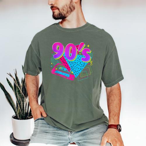90's Vibe Retro Style Cassette Tape Nostalgia 1990s Party Men's Comfort Colors T-Shirt - Figerry