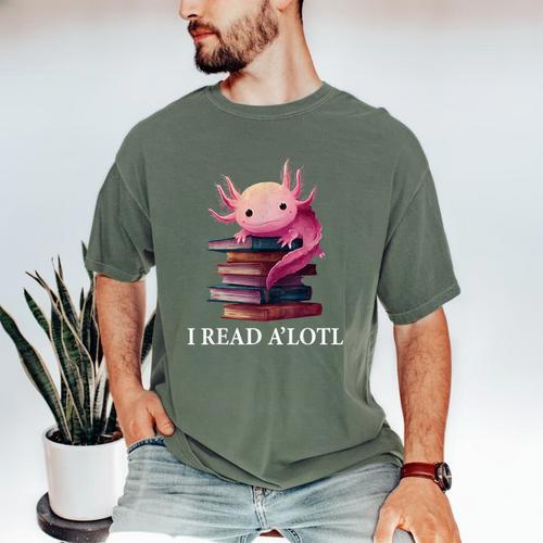 Axolotl Book Lover Librarian Reading Library Readers Men's Comfort Colors T-Shirt - Bookorys