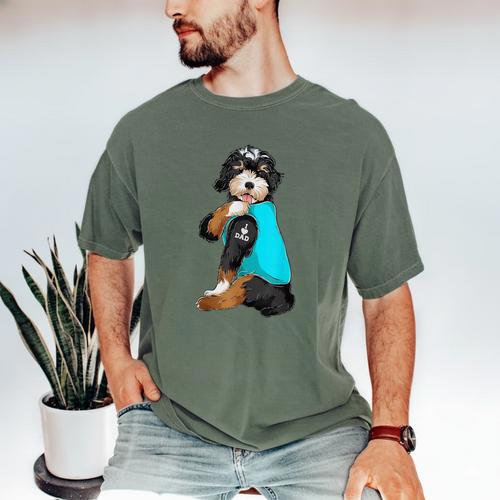 Bernedoodle I Love Dad Tattoo Apparel Dog Dad Dads Men's Comfort Colors T-Shirt - Father's Day Fun
