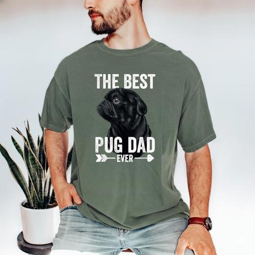 Best Pug Dad Ever Fathers Day Cute Daddy Dad Pug Men's Comfort Colors T-Shirt - Father's Day Fun