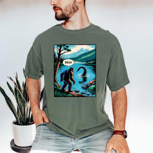 Bigfoot Sasquatch Loch Ness Monster Introvert Bruh Men's Comfort Colors T-Shirt - Raresse
