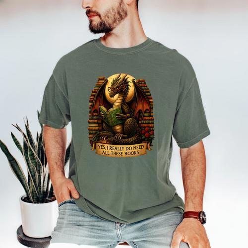 Book Dragon Yes I Really Do Need All These Books Men Women Men's Comfort Colors T-Shirt - Bookorys DE