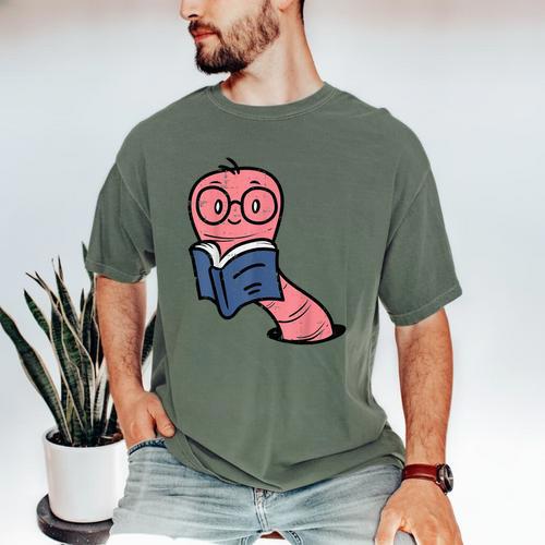 Book Worm Pun Read Reading Librarian America Men Women Kids Men's Comfort Colors T-Shirt - Bookorys