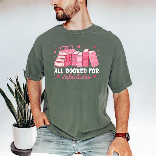 All Booked For Valentines Couple Bookworms Valentine’s Day Men's Comfort Colors T-Shirt - Bookorys CA